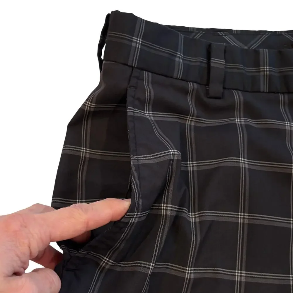 Nike Golf Shorts Mens Size 34 Black Plaid Performance Chino Stretch Preppy